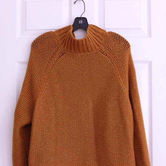 Fabiana Flippi Merino Wool Blend Mock Neck Zip Up Sweater Brown Orange - Picture 10 of 12